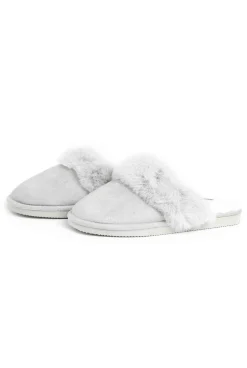 Weird Fish Flipflops And Footwear|Flipflops And Footwear|Willow Mule Fluffy Slippers Pearl Grey