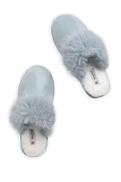 Weird Fish Flipflops And Footwear|Flipflops And Footwear|Willow Mule Fluffy Slippers Teal Blue