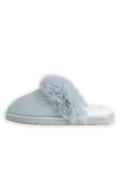 Weird Fish Flipflops And Footwear|Flipflops And Footwear|Willow Mule Fluffy Slippers Teal Blue