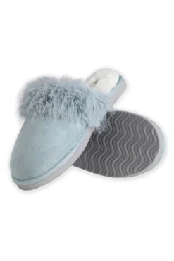 Weird Fish Flipflops And Footwear|Flipflops And Footwear|Willow Mule Fluffy Slippers Teal Blue
