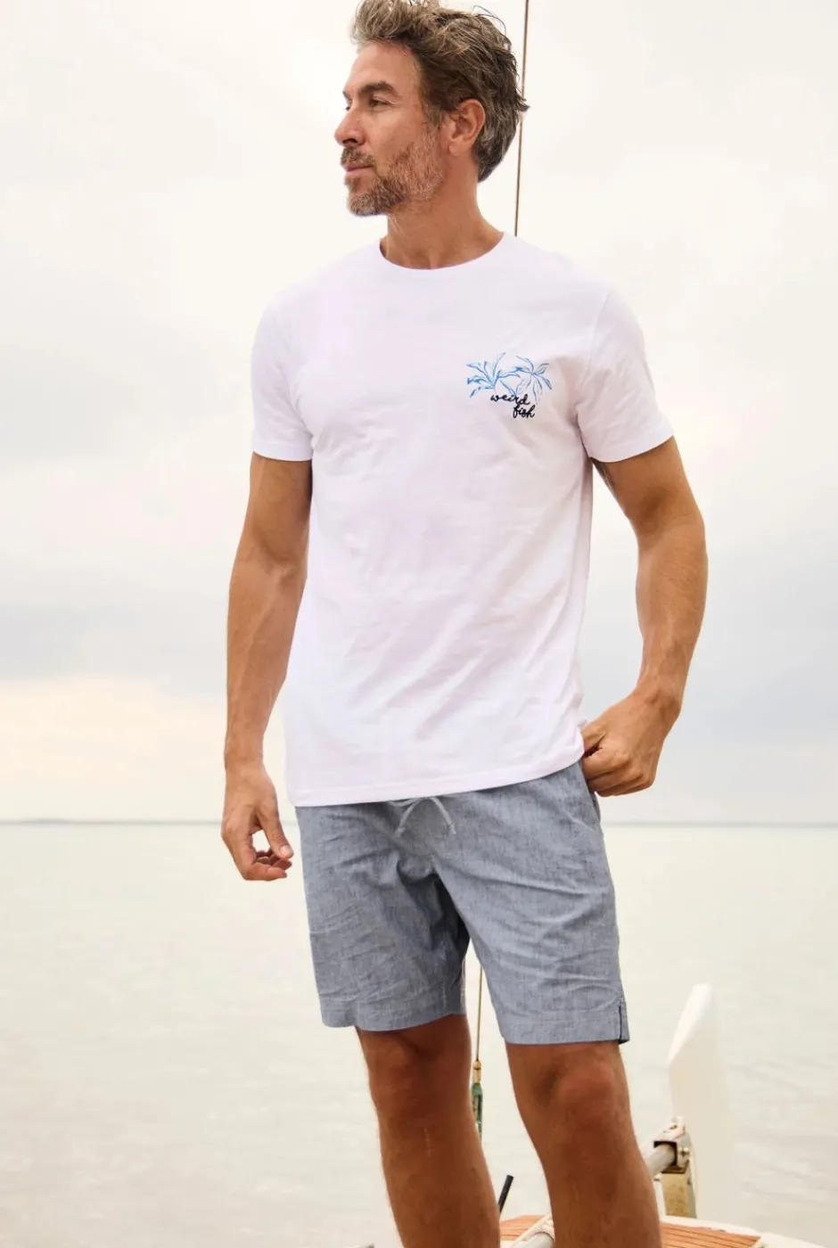 Weird Fish Shorts|Linen|Winchester Relaxed Linen Rich Shorts Denim