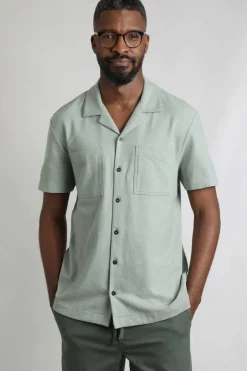 Weird Fish Shirts|Wooster Crepe Knit Shirt Limestone