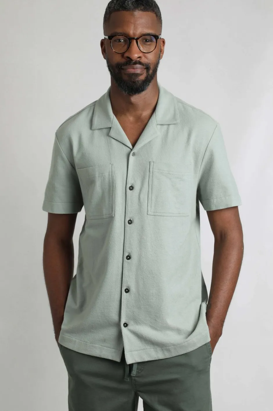 Weird Fish Shirts|Wooster Crepe Knit Shirt Limestone