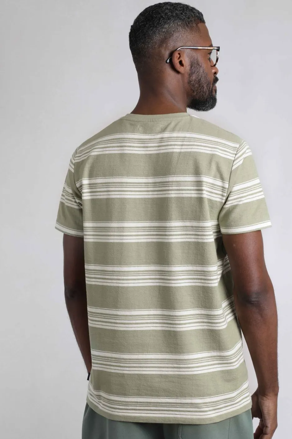 Weird Fish T-Shirts|Xavier Eco Crepe Stripe T-Shirt Sage