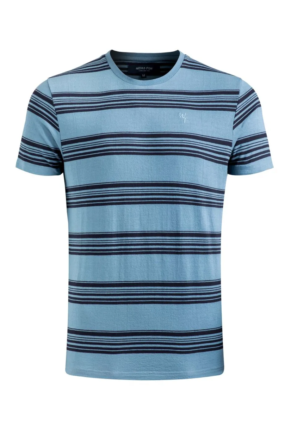 Weird Fish T-Shirts|Xavier Eco Crepe Stripe T-Shirt Denim Blue