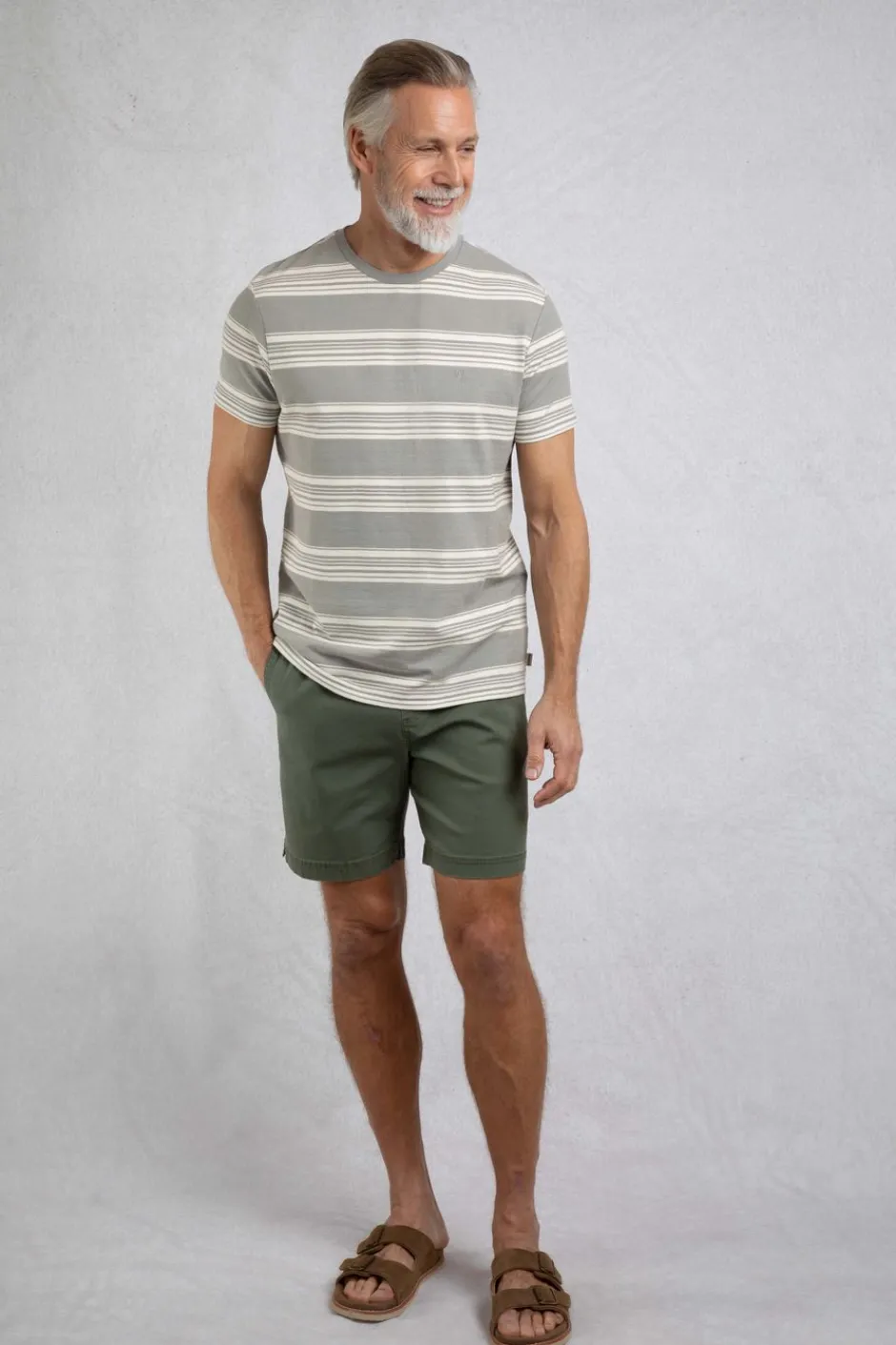 Weird Fish T-Shirts|Xavier Eco Crepe Stripe T-Shirt Limestone