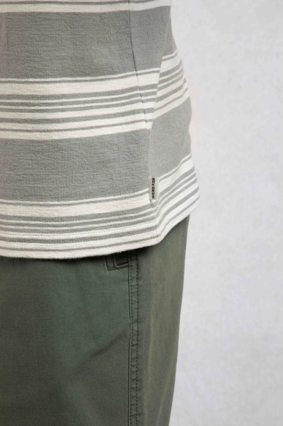 Weird Fish T-Shirts|Xavier Eco Crepe Stripe T-Shirt Limestone